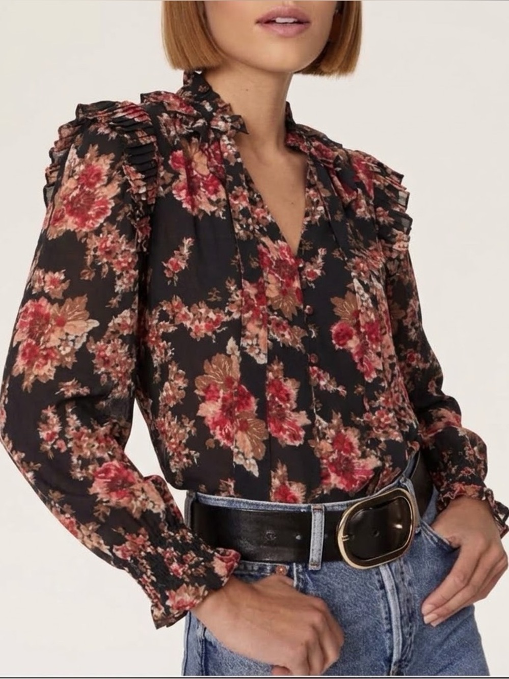 TIMO $330 • 18” PTP / Medium • Barneys New York Rose Tapestry Blouse fall 2019